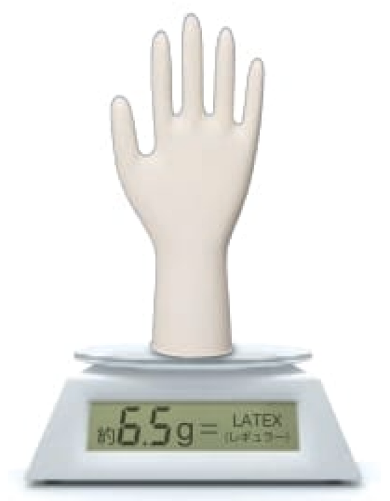 ラテックスグローブの重さによるタイプ分けのイメージ